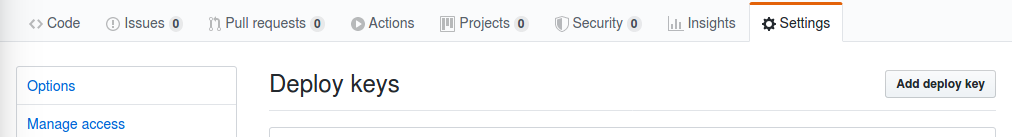 Deploy keys on GitHub Screenshot